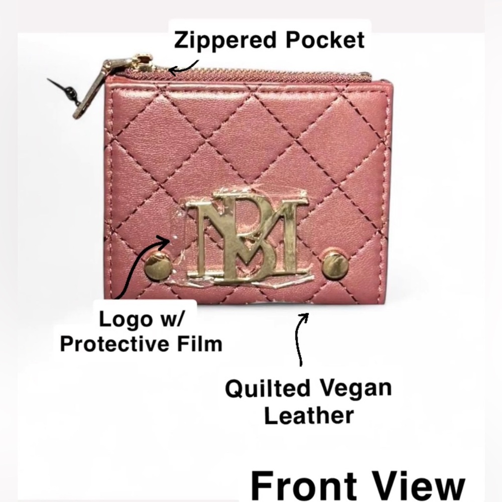 NWT - Badgely Mischka Vegan Leather Card Wallet in Plum - Picture 4 of 10